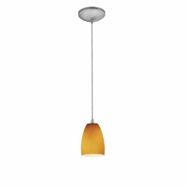 Glacier Computer 28069-1C-BS-AMB 1 Light Cone Glass Pendant in Brushed Steel with Amber Glass 28069-1C-BS/AMB